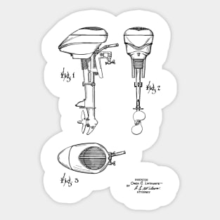 Outboard Motor for Boats Vintage Patent Hand Drawing Sticker